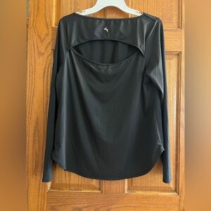JoyLab Black Long Sleeve split back/front Women's Tee. Sz XL